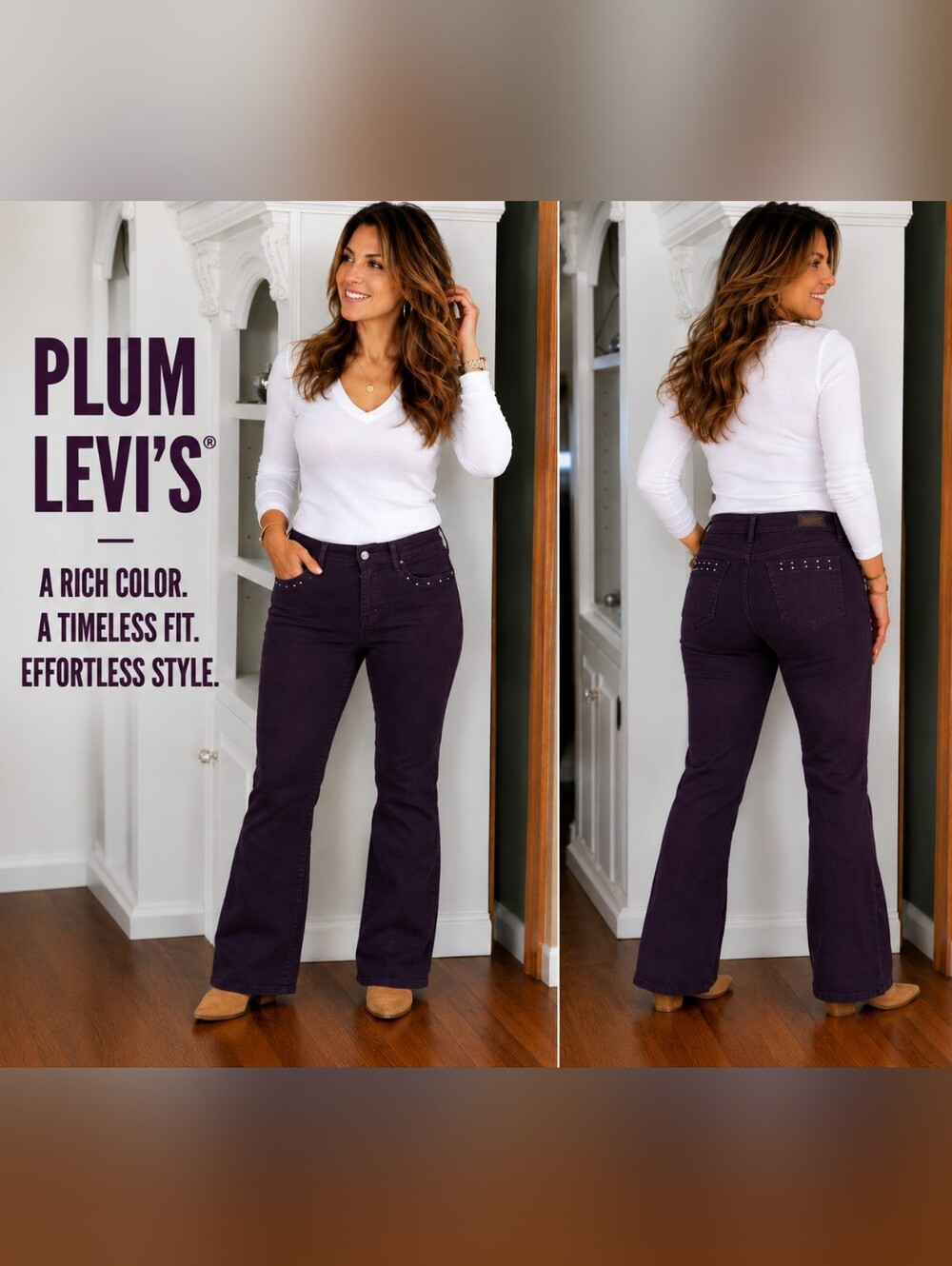 Levi's Plum Straight Leg Jeans With Silver Studs On Pockets
